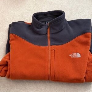 The North Face Burnt Orange and Charcoal Fleece Jacket